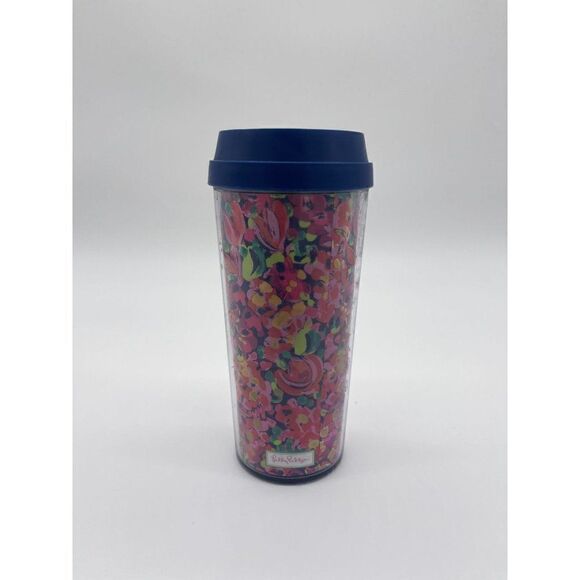 Lilly Pulitzer Tumbler Multicolored Double Wall 16oz Hand Wash Only EUC - Picture 1 of 4